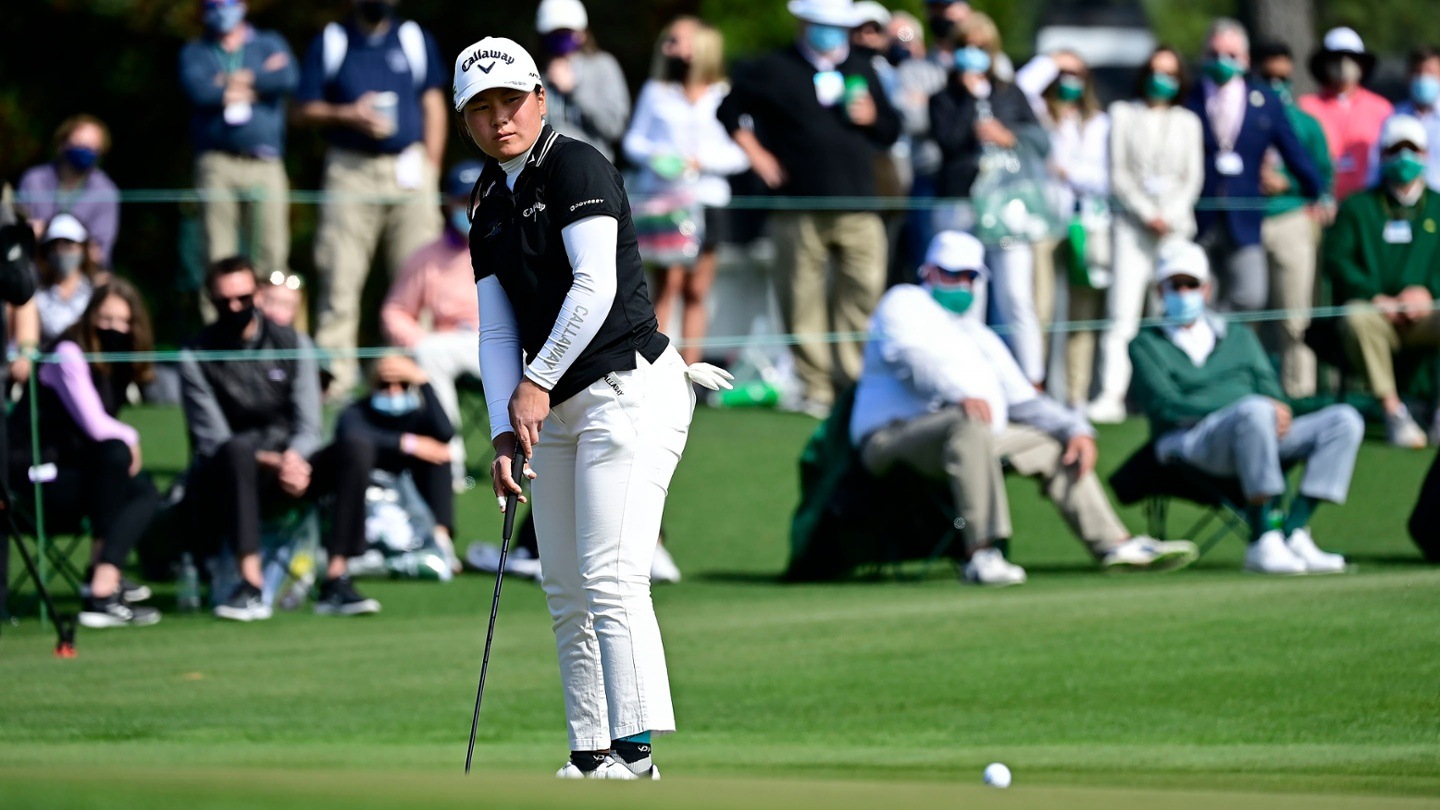 Tsubasa Kajitani of Japan putts on No. 18 during the sudden death portion of the final round of