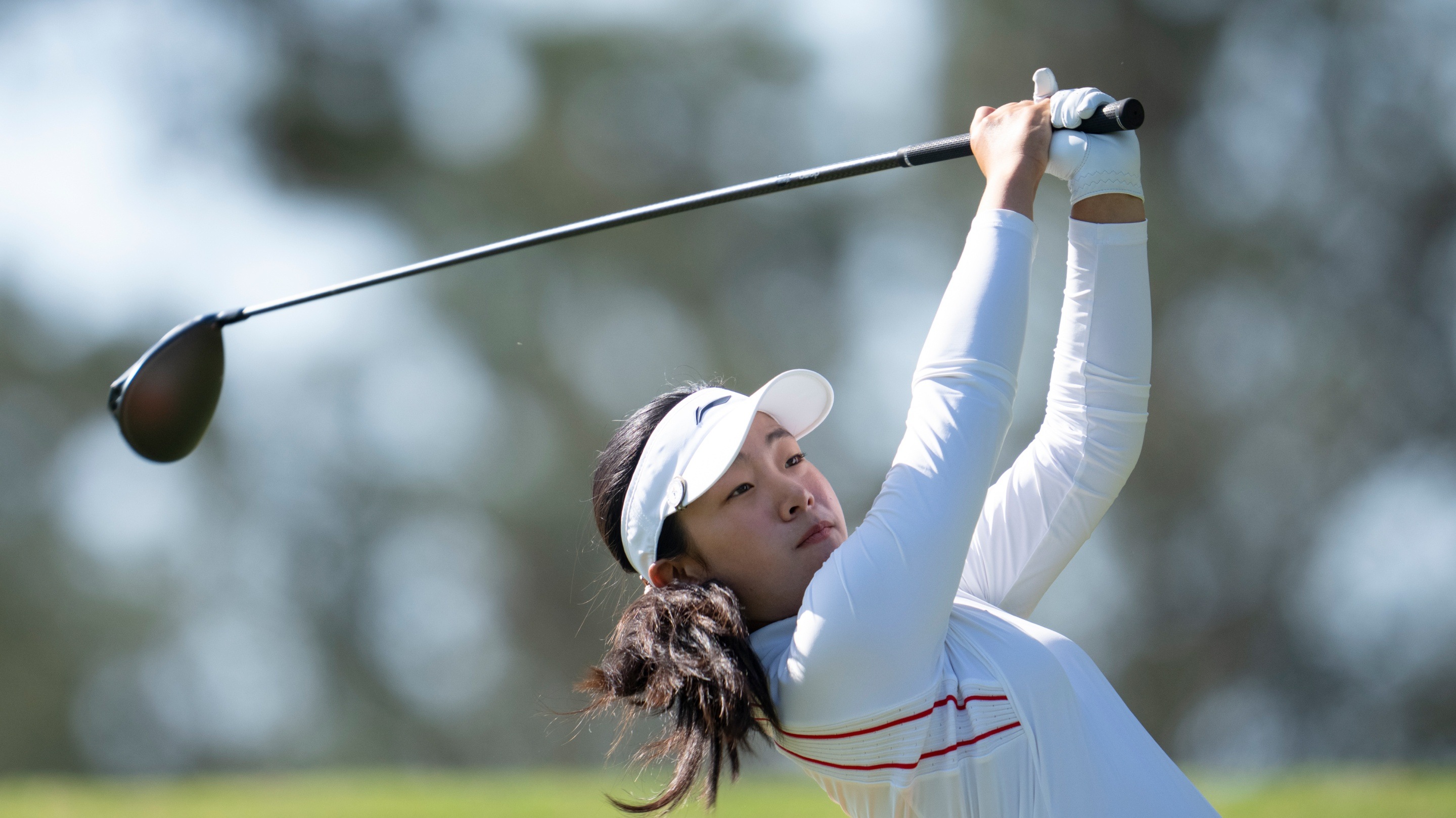 Yujie Liu of China plays her stroke from the No. 12 tee during the ...